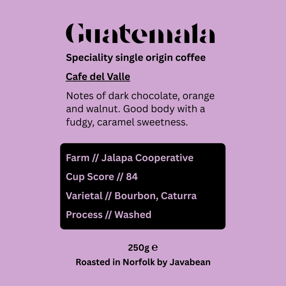 Javabean Guatemala Cafe del Valle